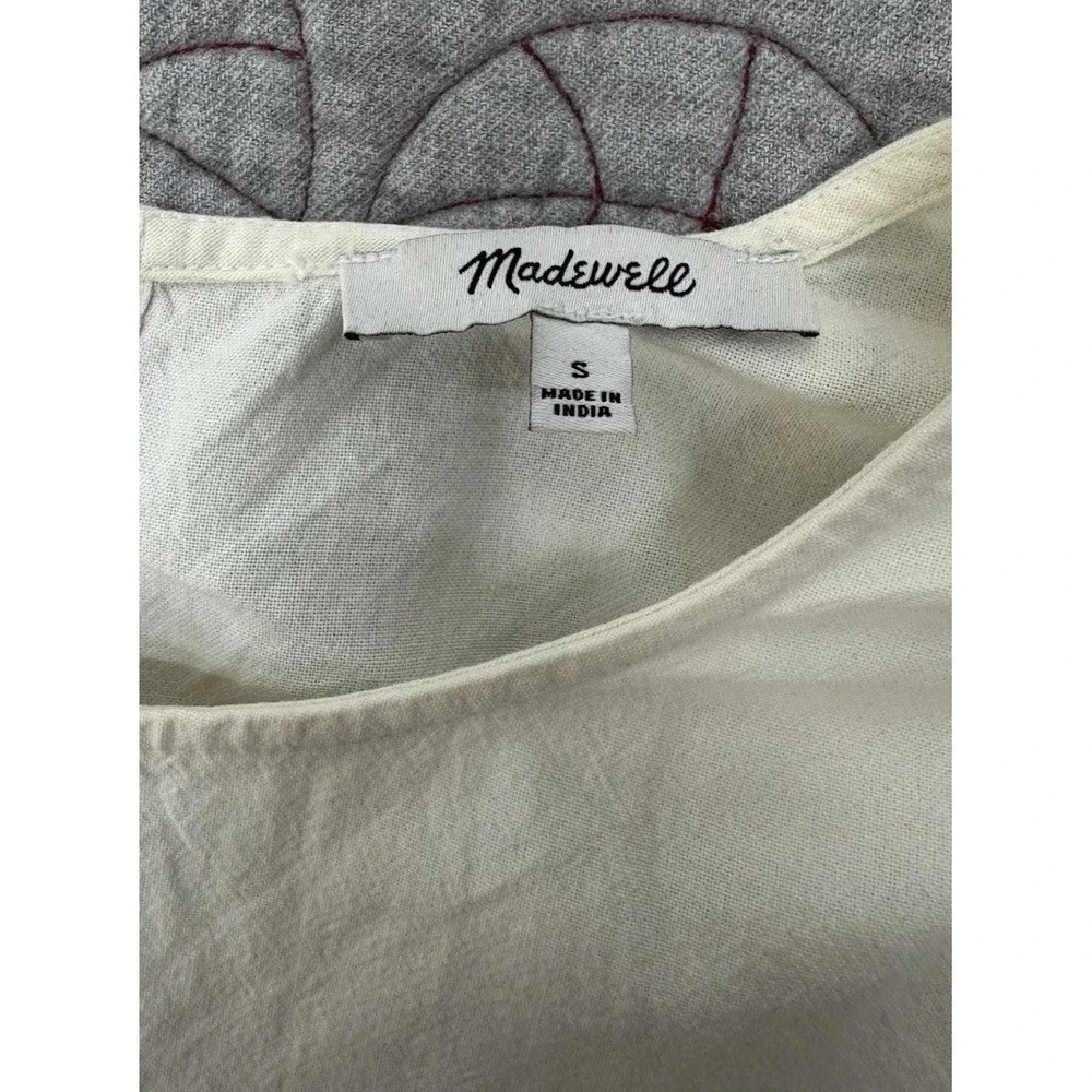 Madewell Crepe‎ Puff-Sleeve Seamed Top Ivory / Women's Small